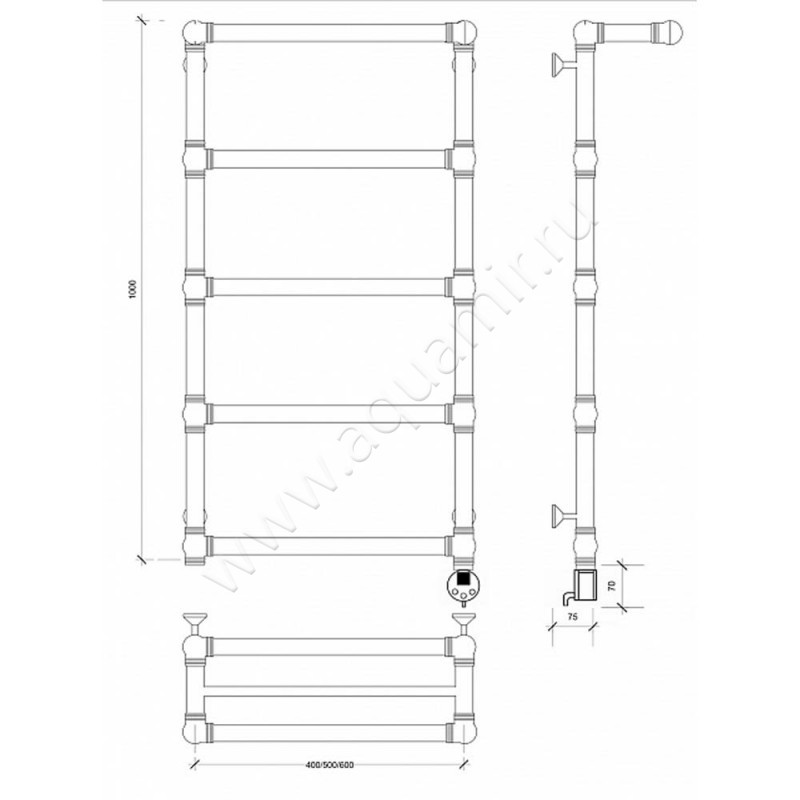 Полотенцесушитель латунный электрический Secado Фалерони 2 4603777466473 размеры