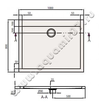 Акриловый поддон для душа Villeroy & Boch Subway UDA1835SUB2V-01 размеры