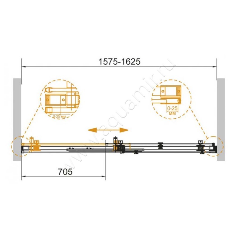 Душевая дверь в нишу Cezares Stylus-M STYLUS-SOFT-BF-1-160-C-Cr размеры