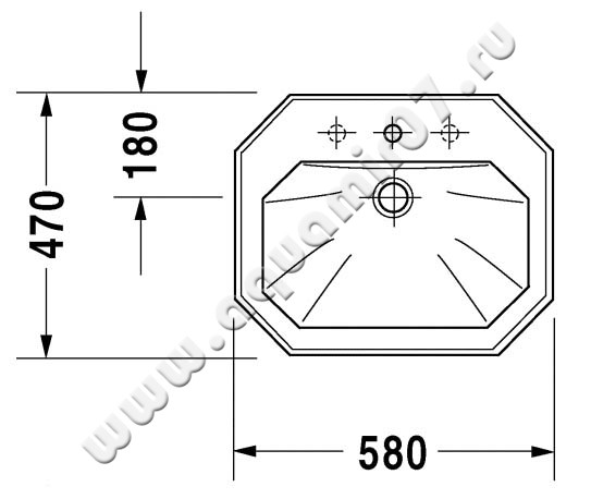 Раковина встраиваемая сверху на столешницу Duravit 1930 0476580000 размеры