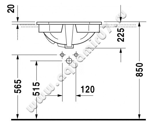 Раковина встраиваемая сверху на столешницу Duravit 1930 0476580000 размеры