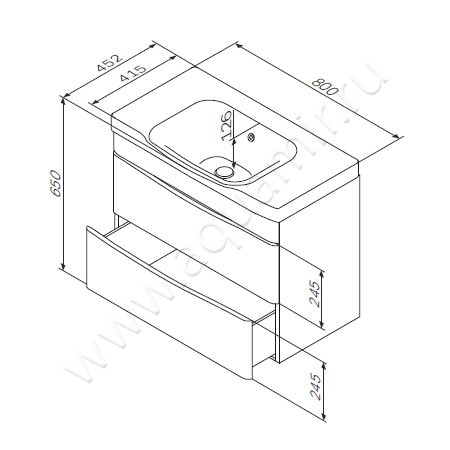 Тумба для раковины AM.PM Like M80FHX0802WG размеры