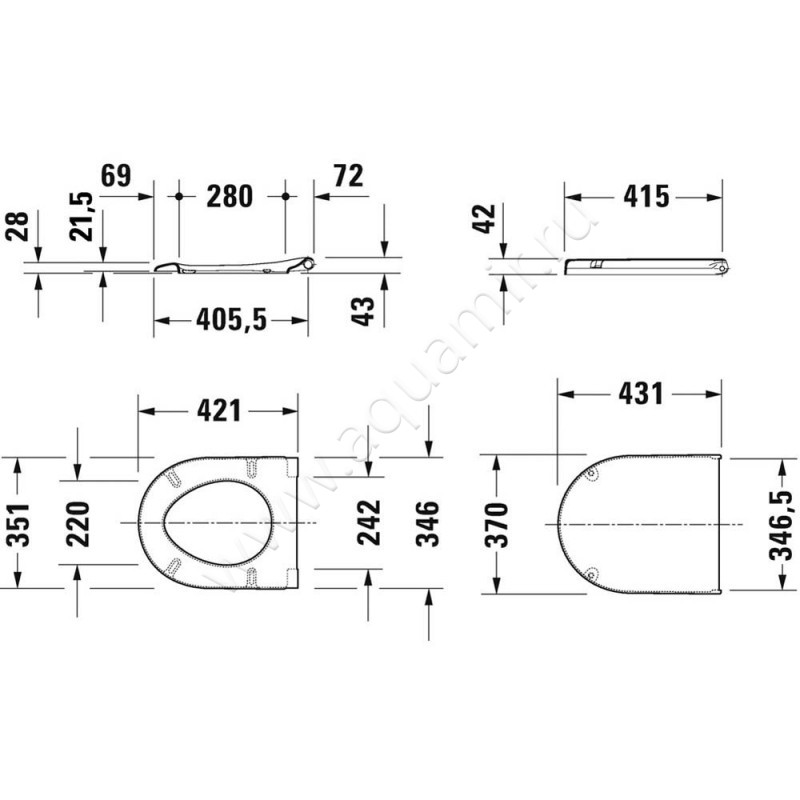 Крышка-сиденье Duravit Starck 3 0063890000 размеры