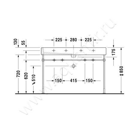 Двойная раковина Duravit Vero 0454120024 размеры