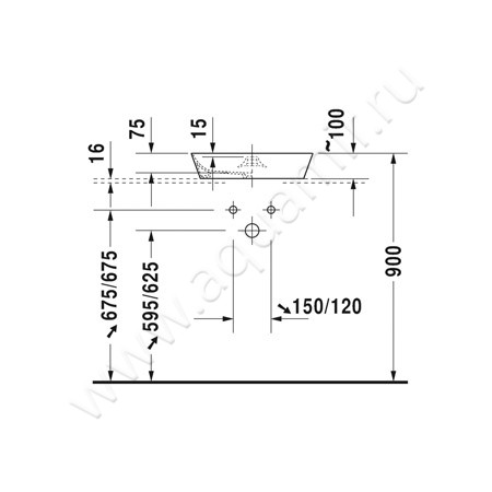 Раковина-чаша накладная с отверстием под смеситель Duravit Cape Cod 2328480000 размеры
