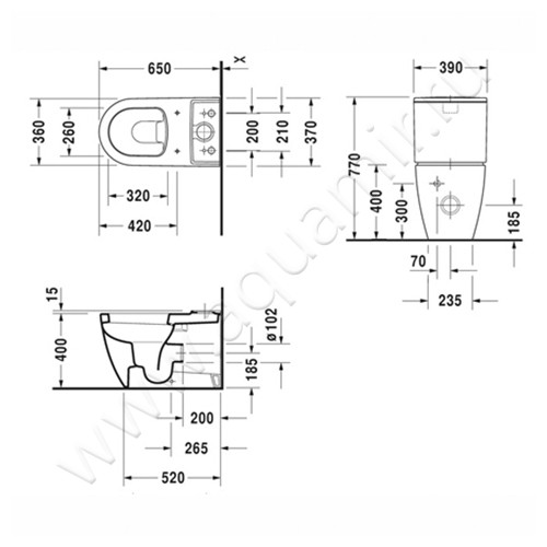 Унитаз напольный Duravit Me By Starck 2170090000 размеры