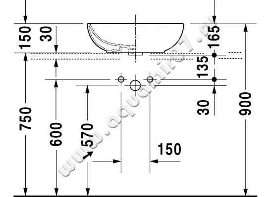 Раковина-чаша накладная Duravit Foster 0335500000 размеры