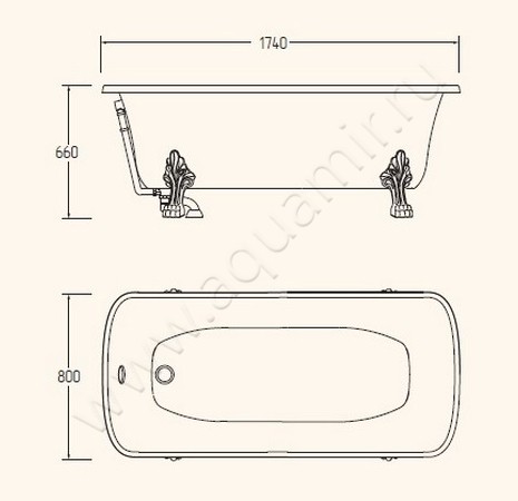 Ванна из литьевого мрамора Migliore Olivia 24393 размеры