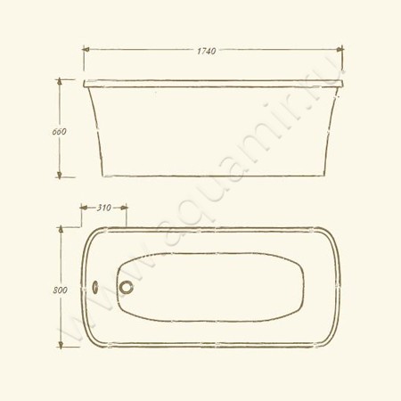 Ванна из литьевого мрамора Migliore Olivia PODIUM 24380 размеры