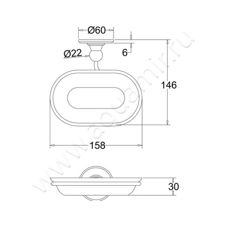 Мыльница настенная Burlington Accessories A1 GOL размеры