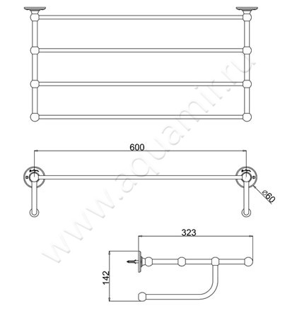 Полка для полотенец Burlington Accessories A46 GOL размеры