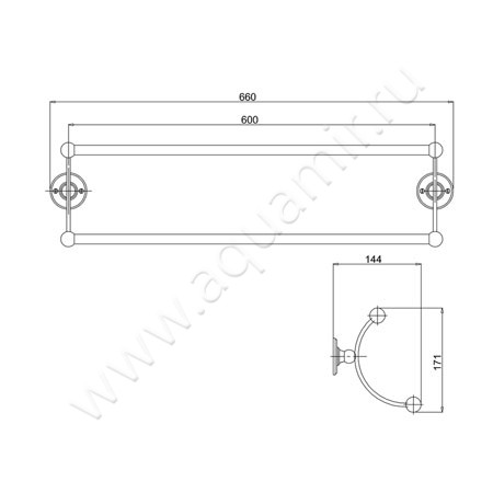 Полотенцедержатель Burlington Accessories A17 GOL размеры