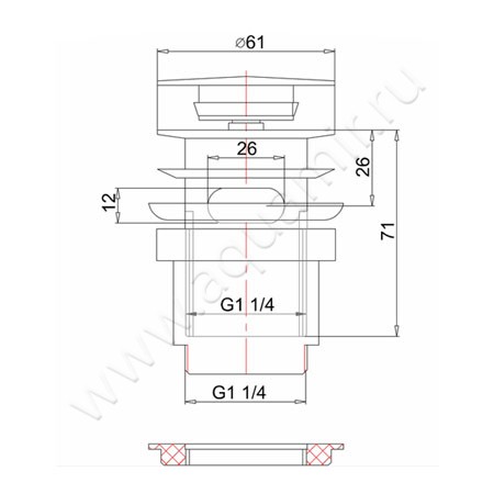 Донный клапан Burlington Taps W11 размеры