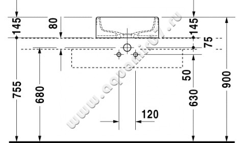 Раковина-чаша накладная Duravit Starck 1 0445460000 размеры