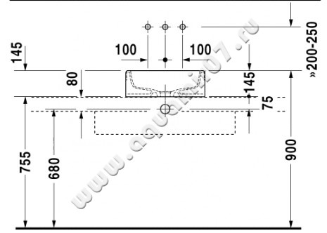Раковина-чаша накладная Duravit Starck 1 0445460000 размеры