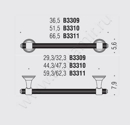 Полотенцедержатель Colombo Hermitage B3310.OA размеры