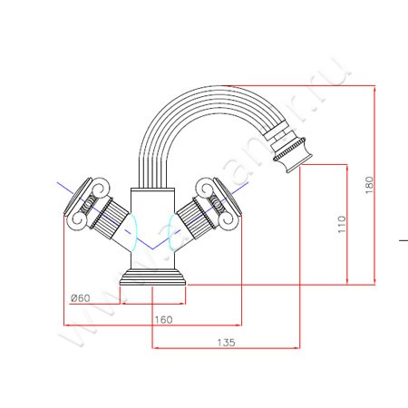 Смеситель для биде Cezares Olimp OLIMP-BS2-03/24-M размеры