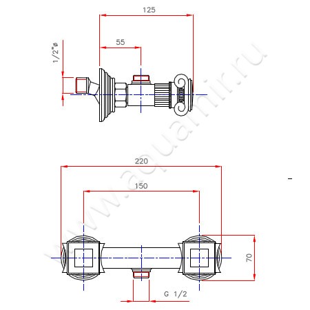 Смеситель для душа Cezares Olimp OLIMP-DS-02-O размеры