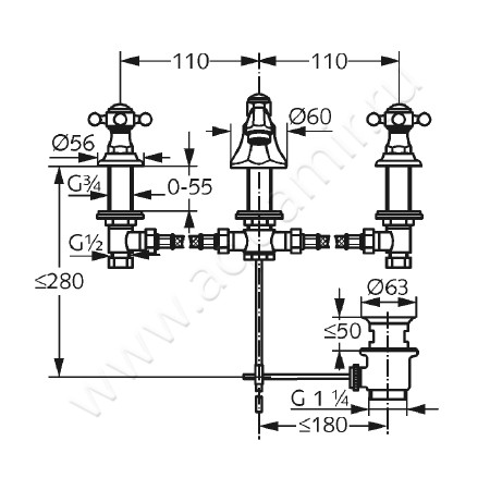 Смеситель для раковины Kludi ADLON 510464520 размеры