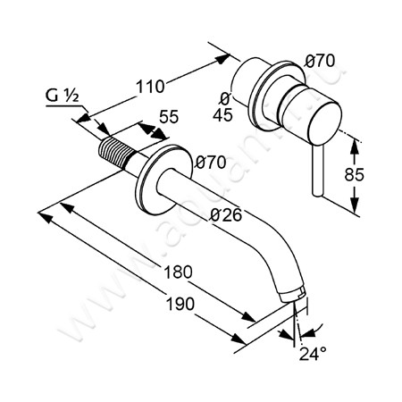 Смеситель для раковины Kludi BOZZ 382440576 размеры