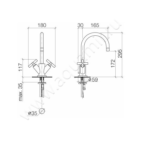 Смеситель для раковины Dornbracht TARA 22513892-08 размеры
