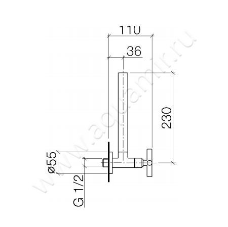 Угловой вентиль Dornbracht Tara 22 900 892-06 размеры