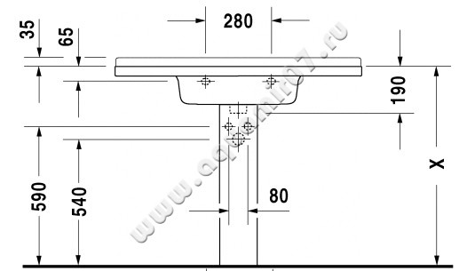 Раковина подвесная Duravit Starck 3 0304100000 размеры