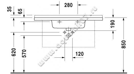 Раковина подвесная Duravit Starck 3 0304100000 размеры