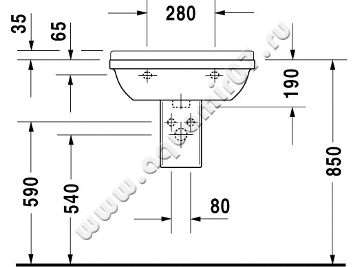 Раковина подвесная Duravit Starck 3 0300600000 размеры