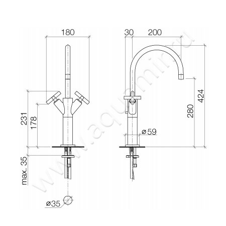 Смеситель для раковины Dornbracht TARA 22533892-33 размеры