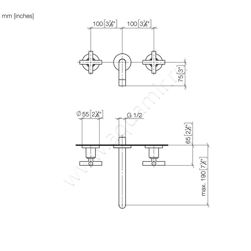 Смеситель для раковины Dornbracht TARA 36712892-33 размеры