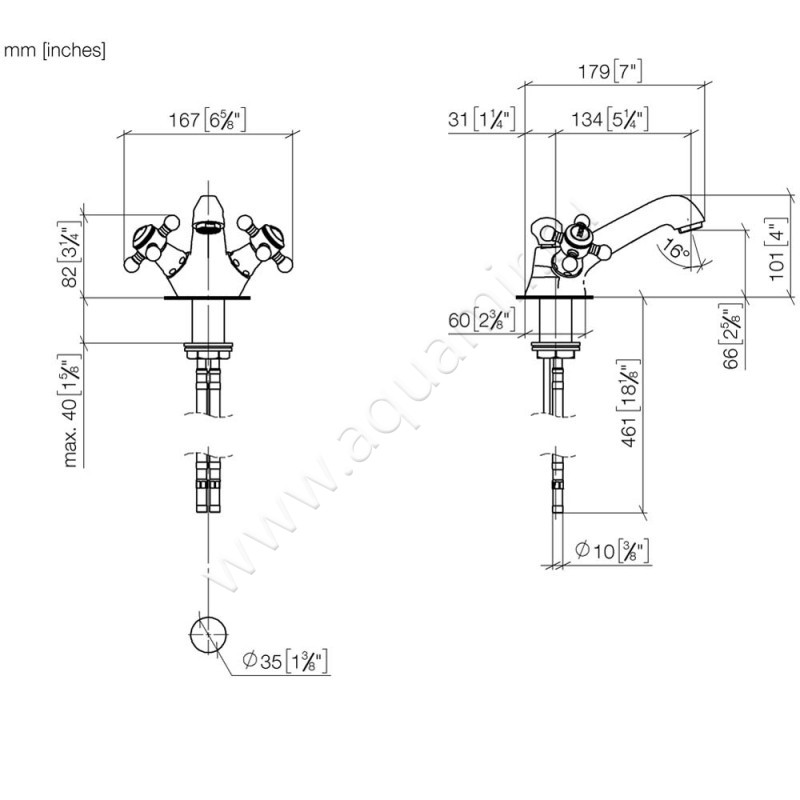 Смеситель для раковины Dornbracht MADISON 22500360-06 размеры