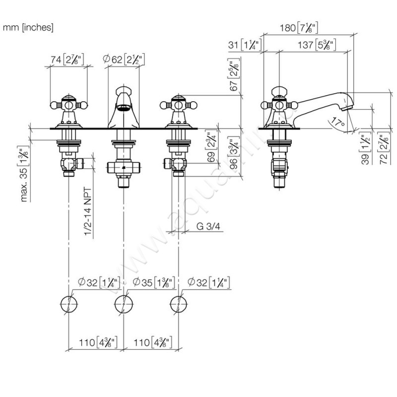 Смеситель для раковины Dornbracht MADISON 20700360-09 размеры