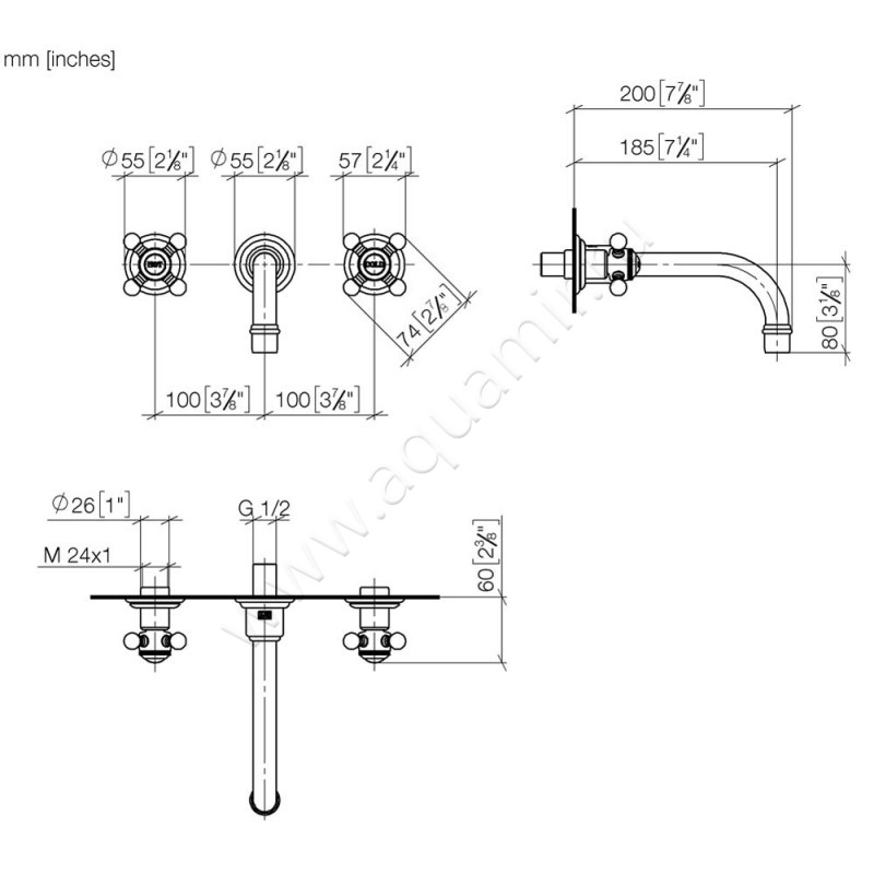 Смеситель для раковины Dornbracht MADISON 36712361-06 размеры