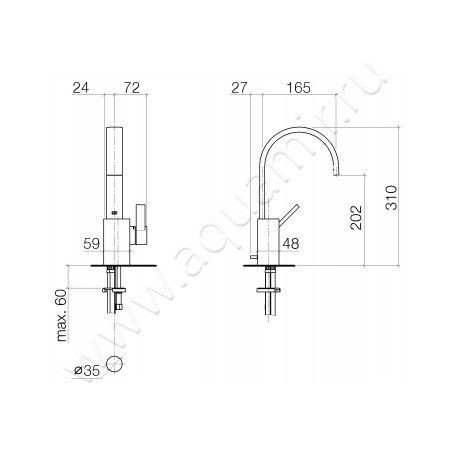 Смеситель для раковины Dornbracht МЕМ 33500782-08 размеры