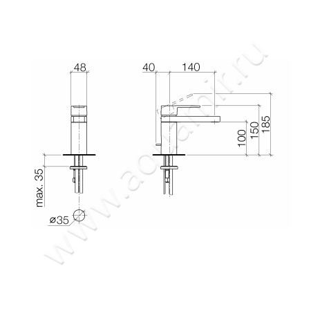 Смеситель для раковины Villeroy & Boch Just 3350096500 размеры