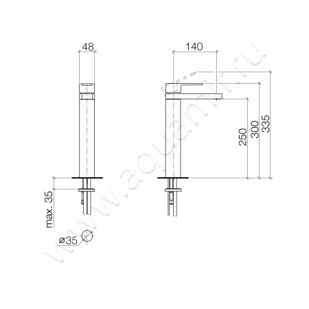 Смеситель для раковины Villeroy & Boch Just 3353496500 размеры
