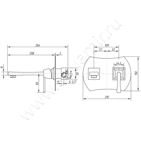 Встраиваемый смеситель для раковины Migliore Opera 19052 размеры