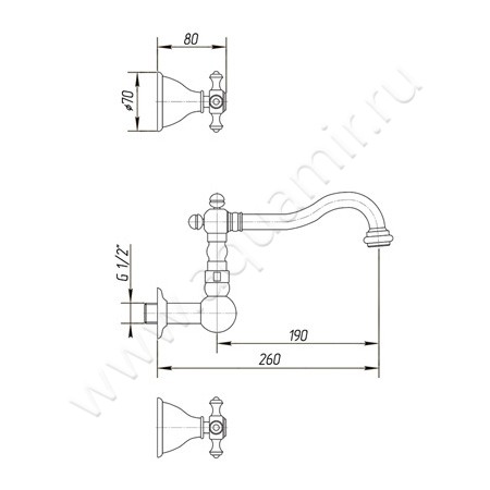 Встраиваемый смеситель для раковины Migliore Prestige ML.PRS-769.BR размеры