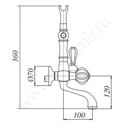 Смеситель для ванны Migliore Olivia 19020 размеры