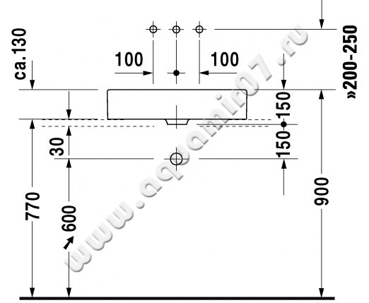 Раковина-чаша накладная Duravit Vero 0455600000 размеры