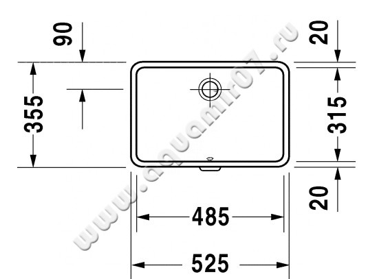 Раковина встраиваемая снизу под столешницу без отверстий Duravit Vero Air 0330480000 размеры