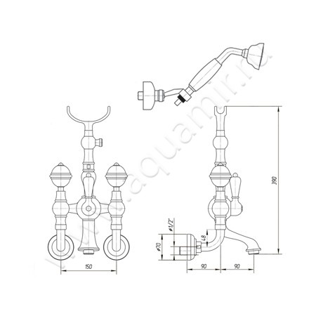 Смеситель для ванны Migliore Cristalia 27181 размеры