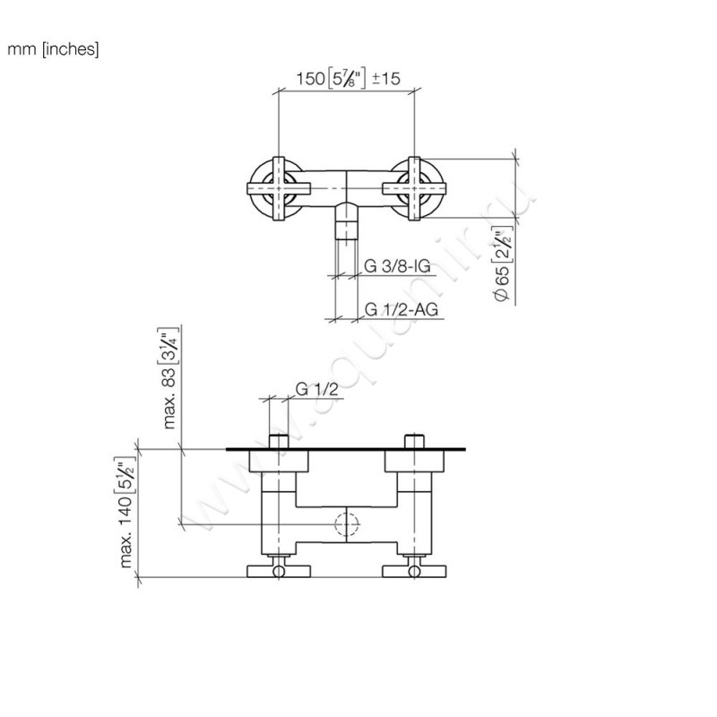 Смеситель для душа Dornbracht TARA 26100892-33 размеры