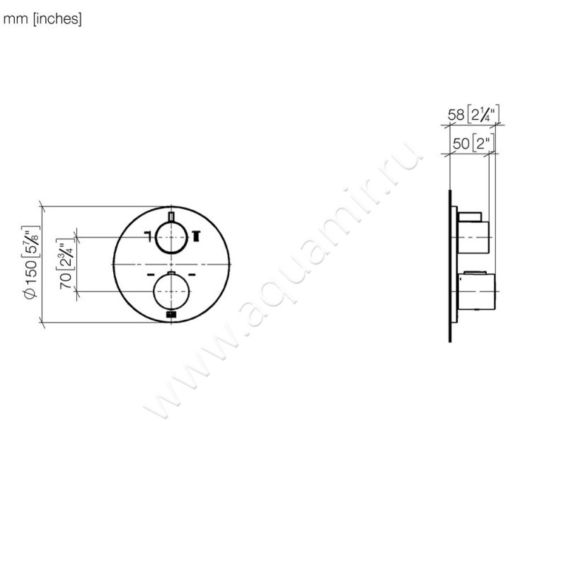 Смеситель для ванны Dornbracht TARA 36426970-33 размеры