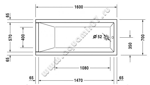 Акриловая ванна Duravit Starck 700333000000000 размеры