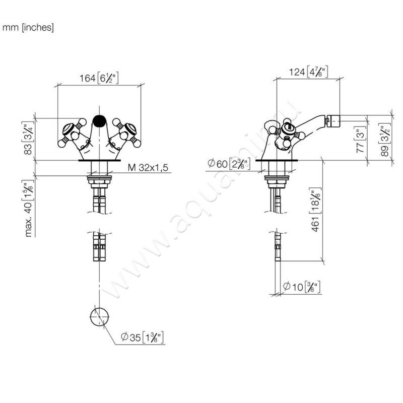 Смеситель для биде Dornbracht MADISON 24510360-09 размеры