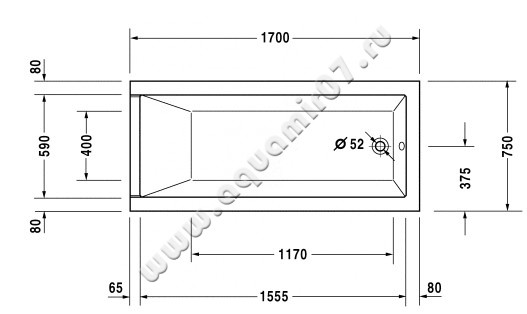 Ванна акриловая Duravit Starck 700335000000000 размеры