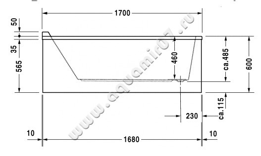 Ванна акриловая Duravit Starck 700335000000000 размеры