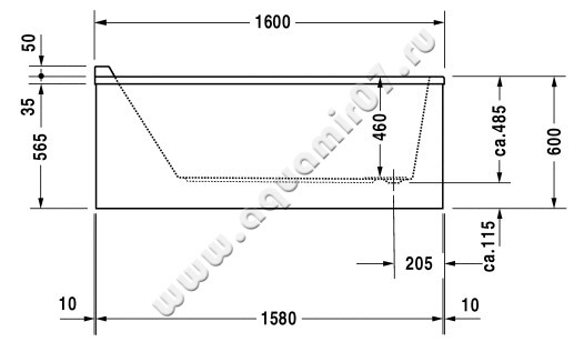 Ванна акриловая Duravit Starck 700336000000000 размеры